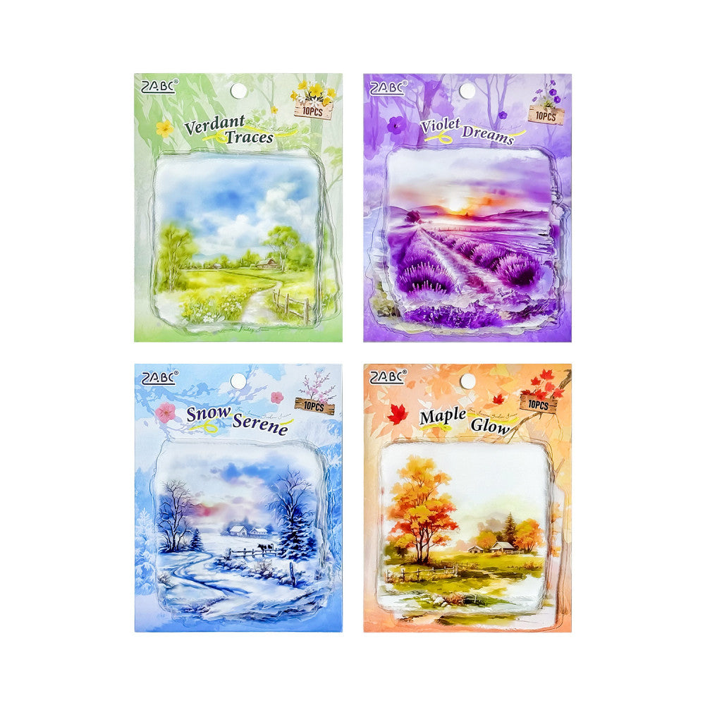 Natural Landscape Four Seasons Theme Scenery PET stickers 4 Types 10 Pcs image 4