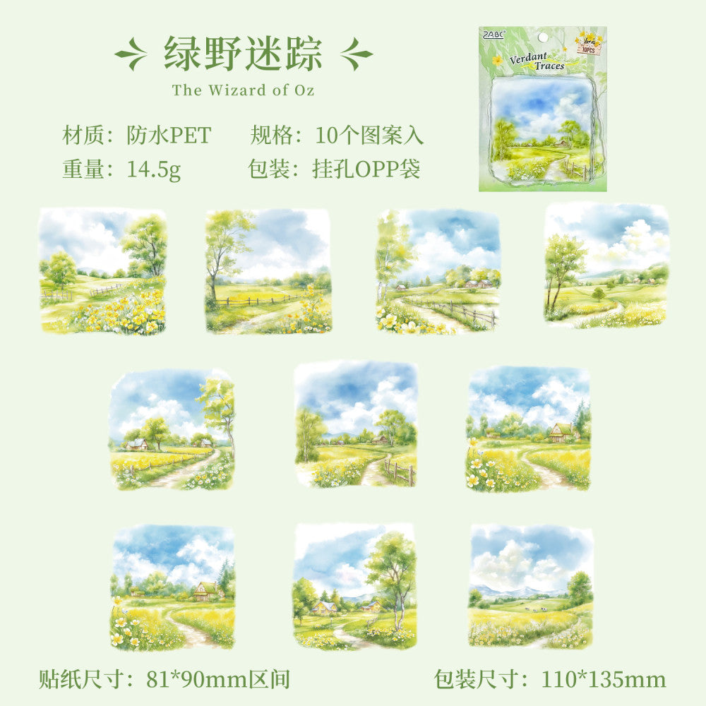 Natural Landscape Four Seasons Theme Scenery PET stickers 3 Types 10 Pcs