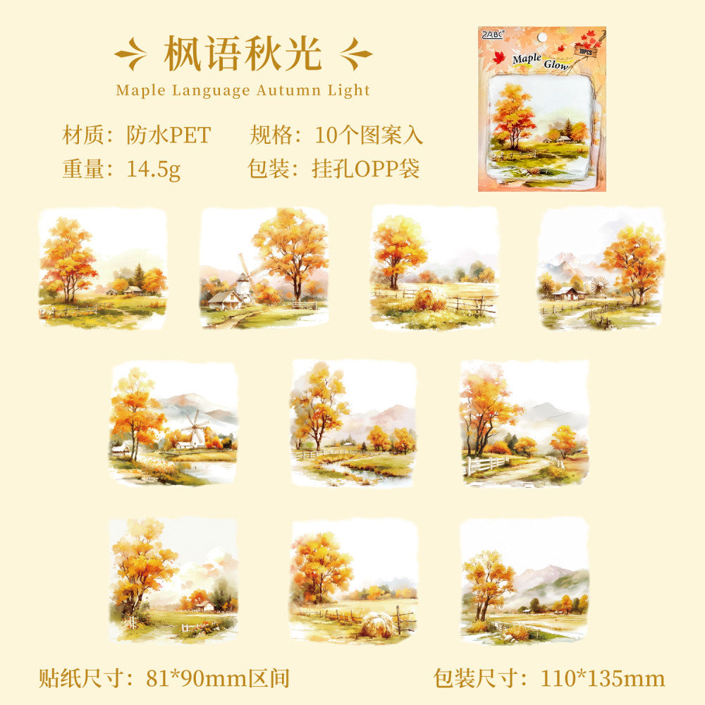 Natural Landscape Four Seasons Theme Scenery PET stickers 4 Types 10 Pcs image 7