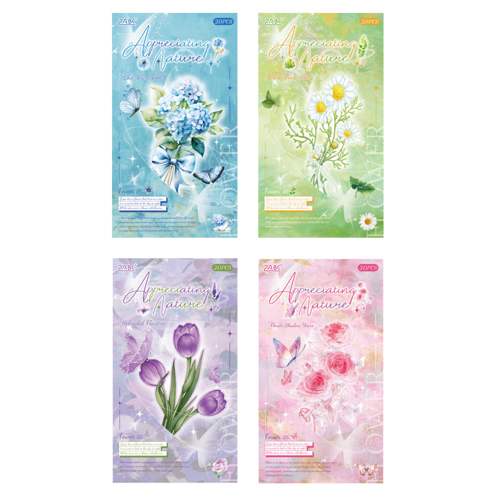 Flower Theme Collage Matte Double layer PET Sticker Book 4 Types 20 Sheets image 5