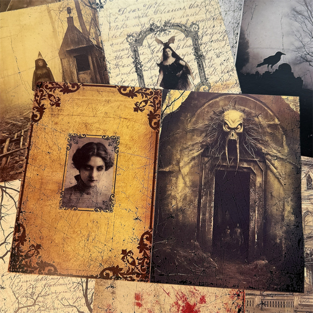 Medieval gothic dark halloween background paper 10 Sheets image 4