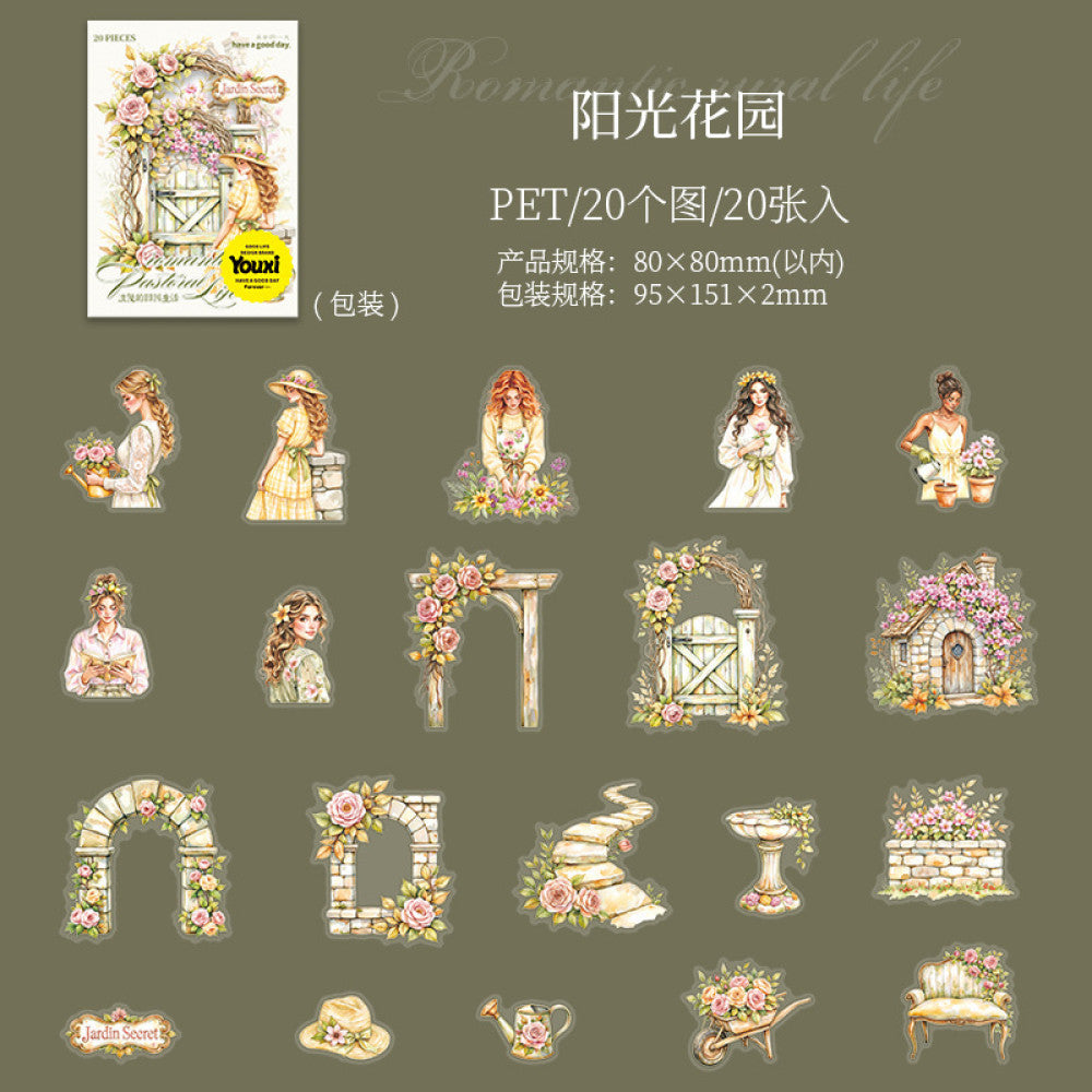 Romantic pastoral life series PET stickers 20 sheets