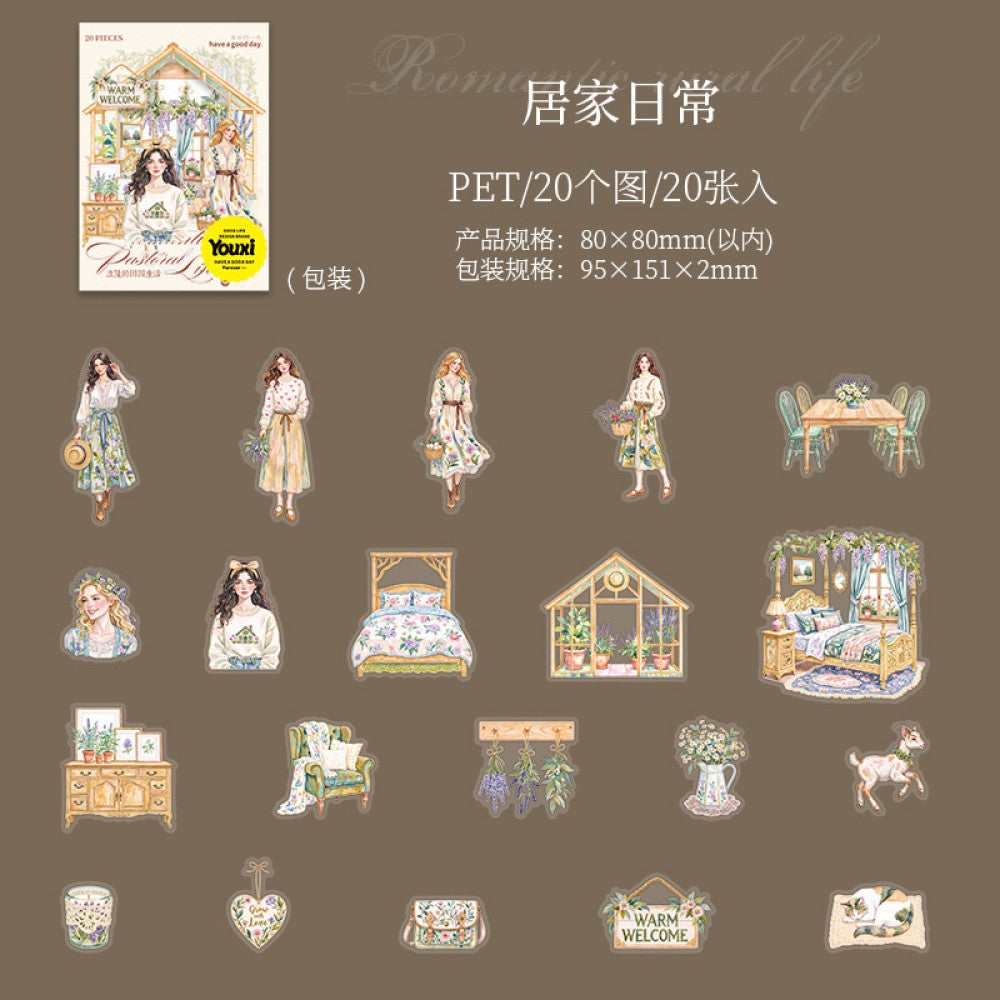 Romantic pastoral life series PET stickers 20 sheets