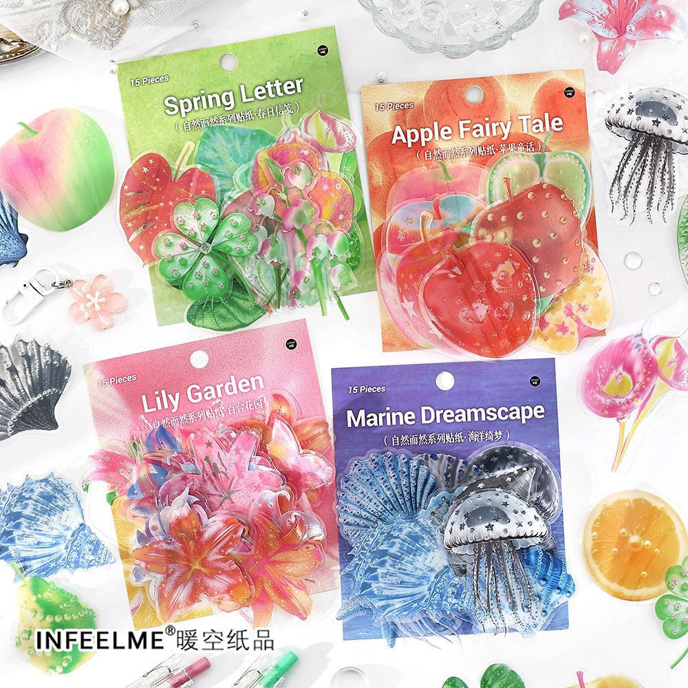 Natural Series PET Sticker Pack 4 Types 15 Pcs image 0