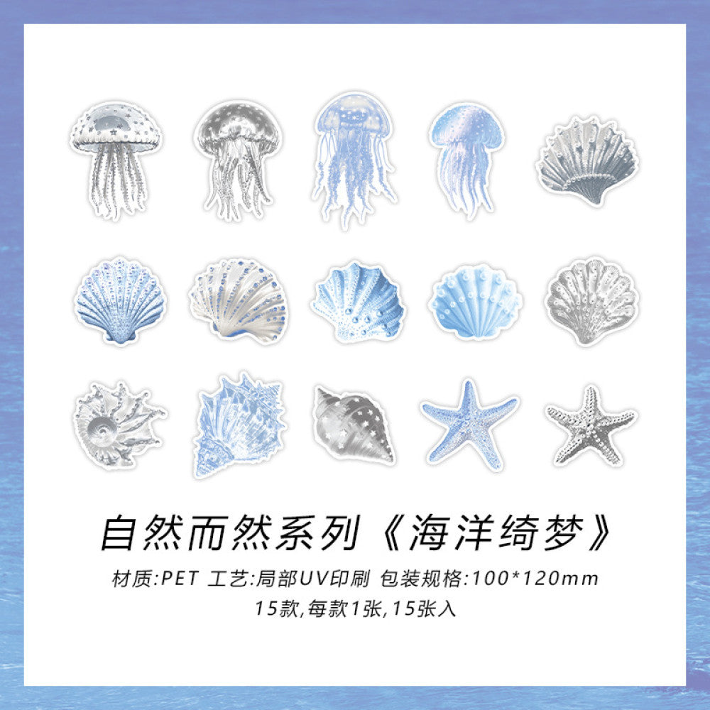 Natural Series PET Sticker Pack 4 Types 15 Pcs
