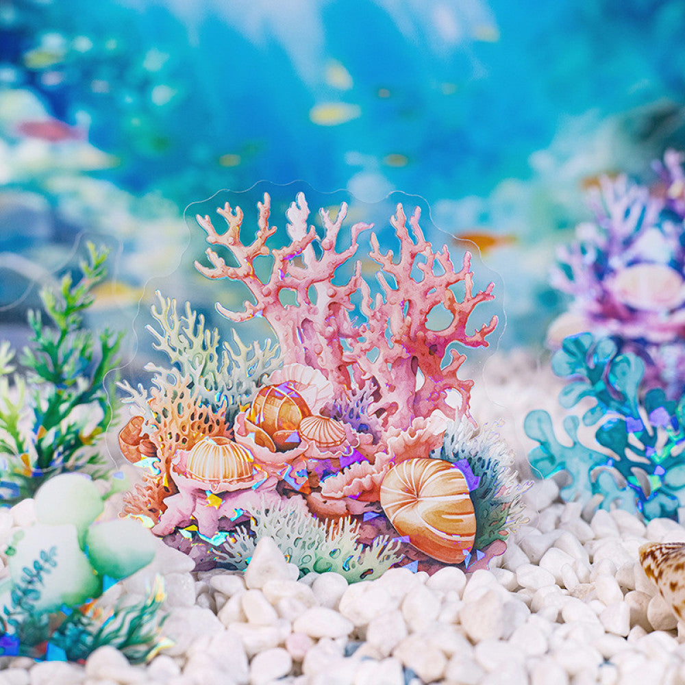 Ocean Landscape Shell Light PET Stickers 4 Types 10 Pcs image 1