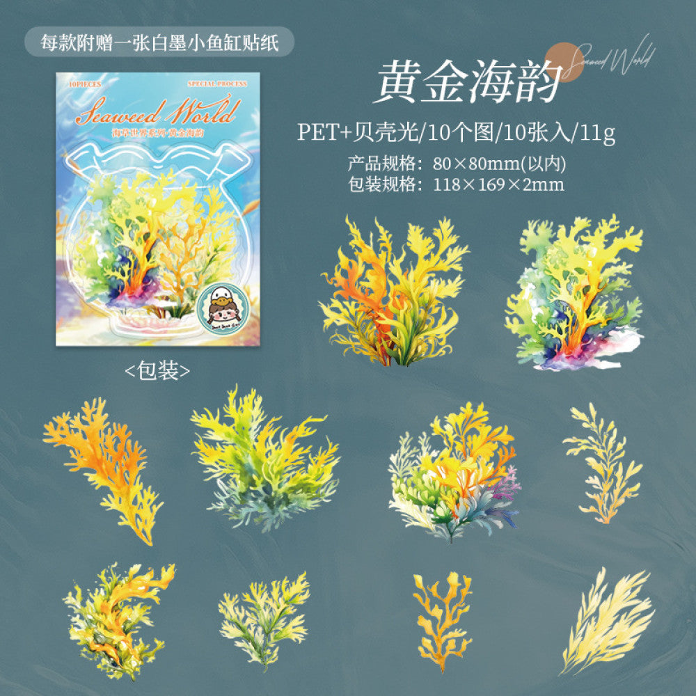 Ocean Landscape Shell Light  PET Stickers 4 Types 10 Pcs
