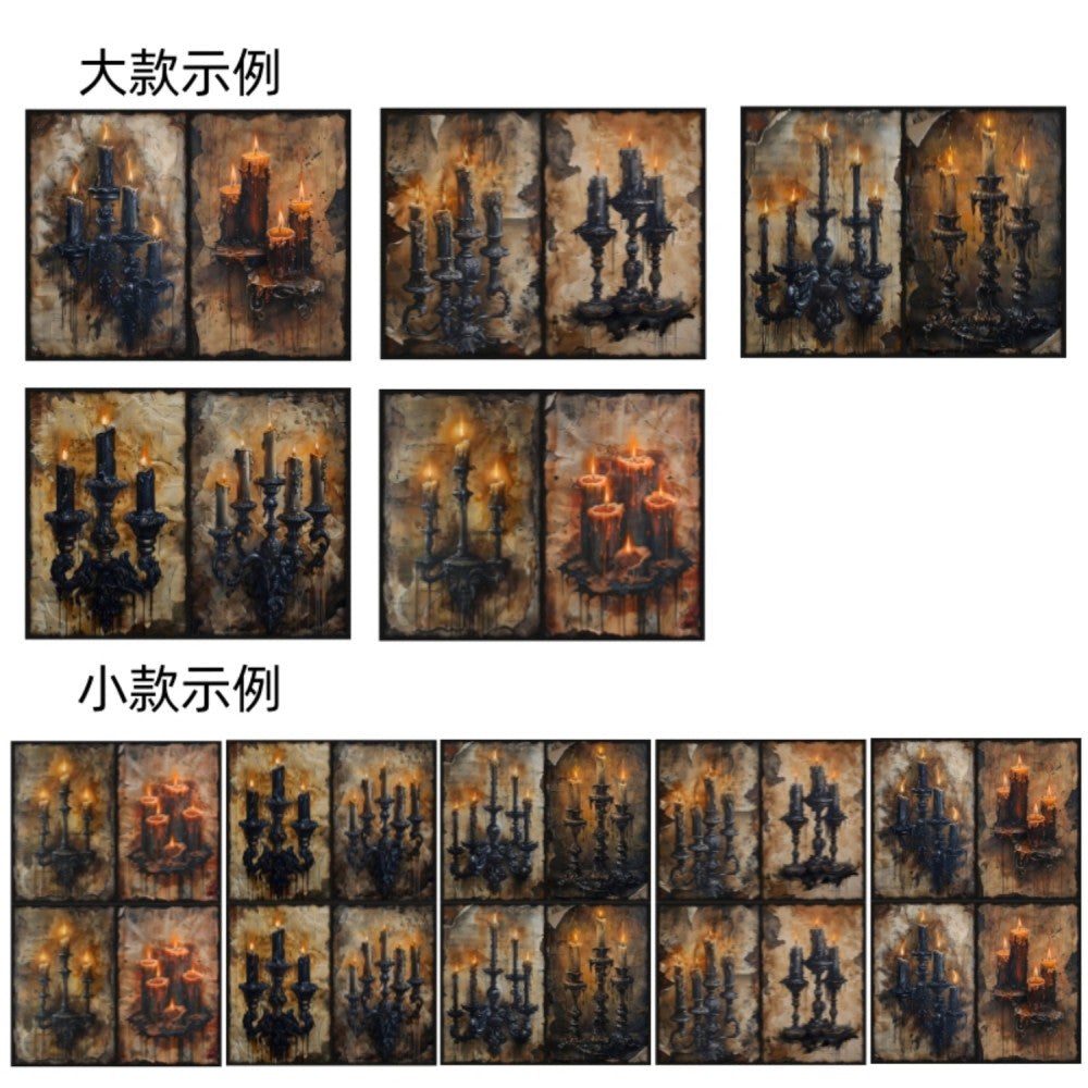 Junk Journal Retro Gothic Flame Candlestick Background Paper Hand Booklet Wrapping Valley Beauty Photography Decoration Material image 5