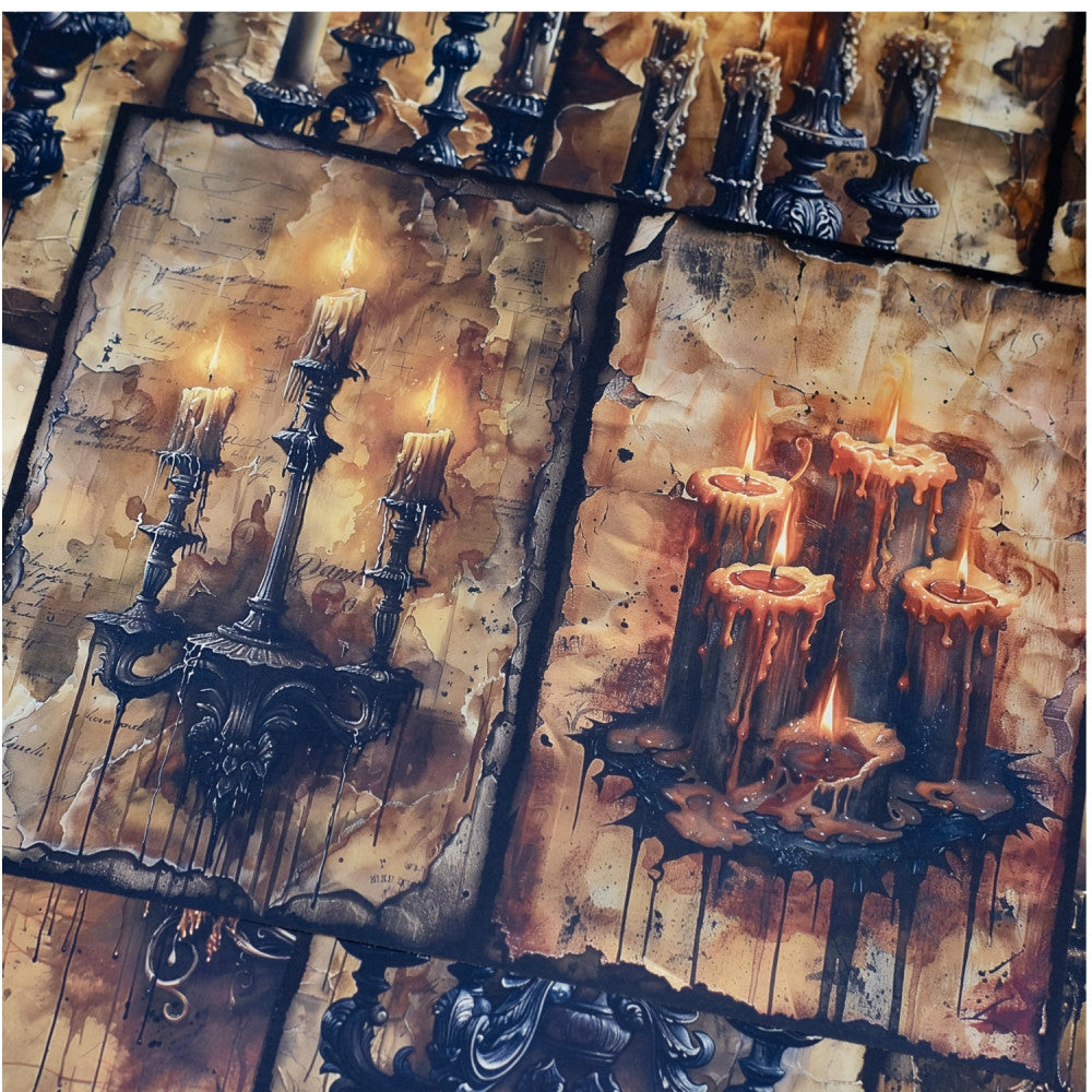 Junk Journal Retro Gothic Flame Candlestick Background Paper Hand Booklet Wrapping Valley Beauty Photography Decoration Material image 6