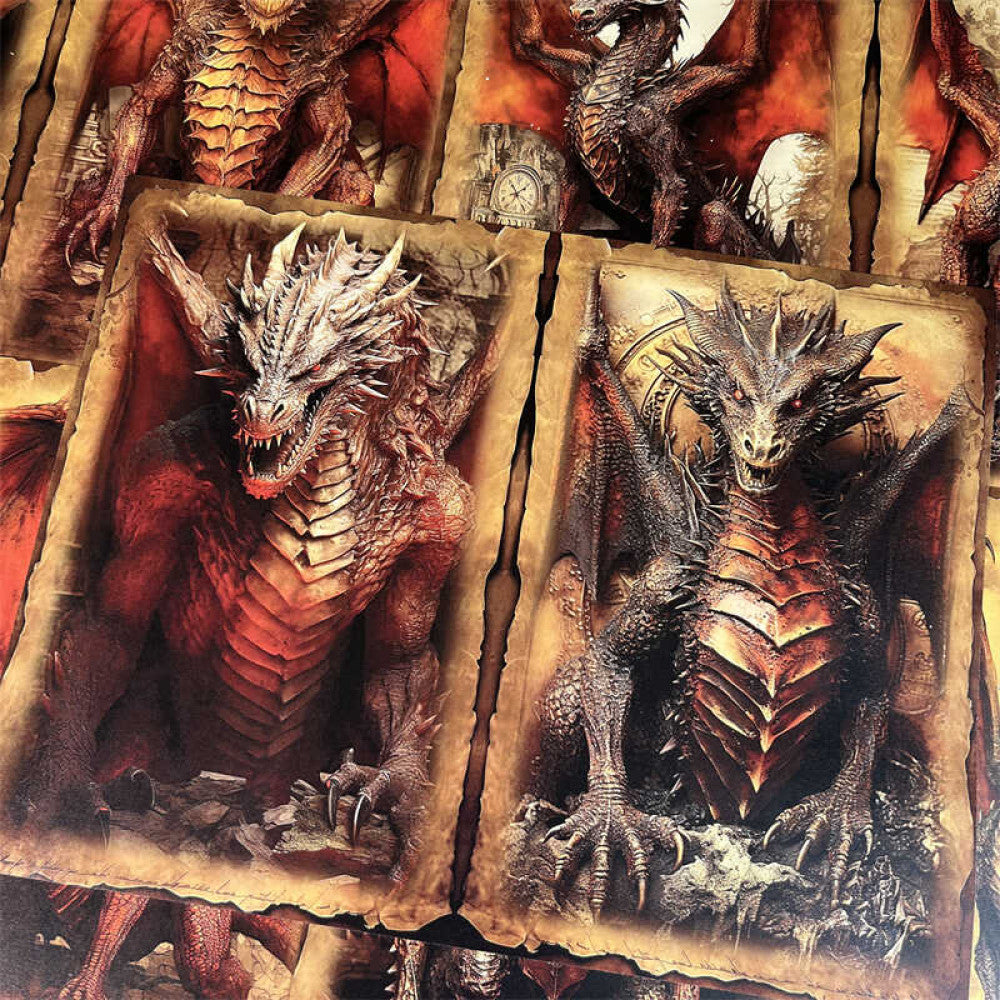 Dark Fantazy Dragon Material Background Paper 14cm 18cm image 0