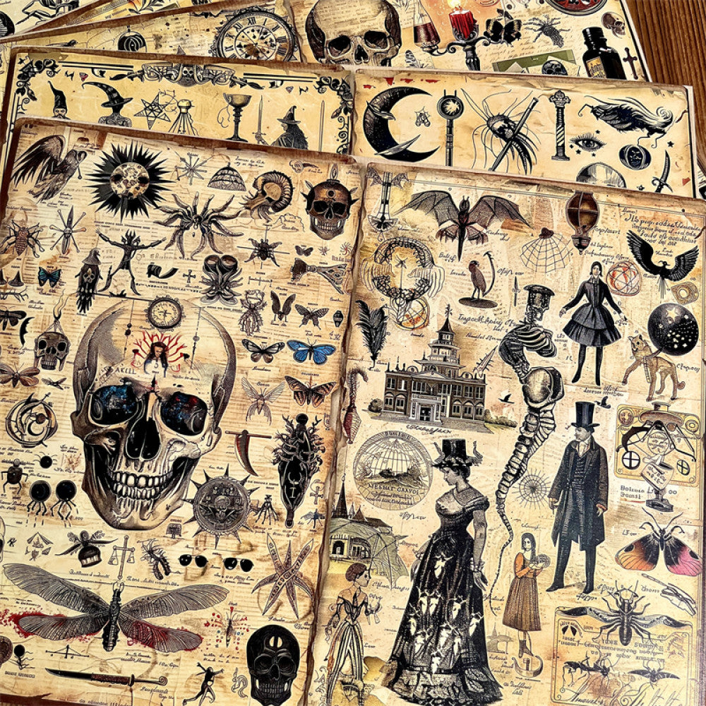 Retro Magic Skeleton Shadow Book Background Paper 14cm / 18cm