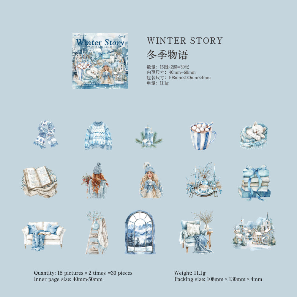 Winter Life Series PET Stickers 30 Sheets 6 Options image 7