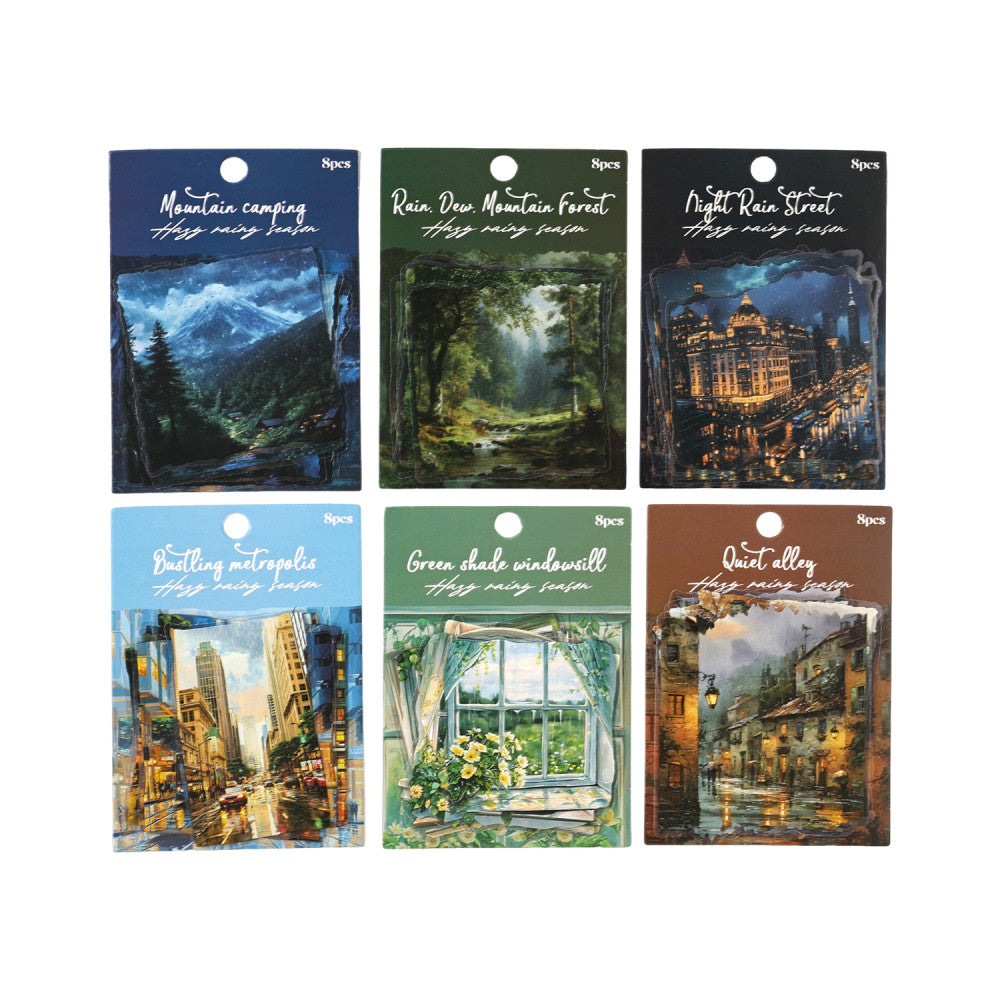 Rainy season series PET sticker pack 8 sheets 6 types image 4