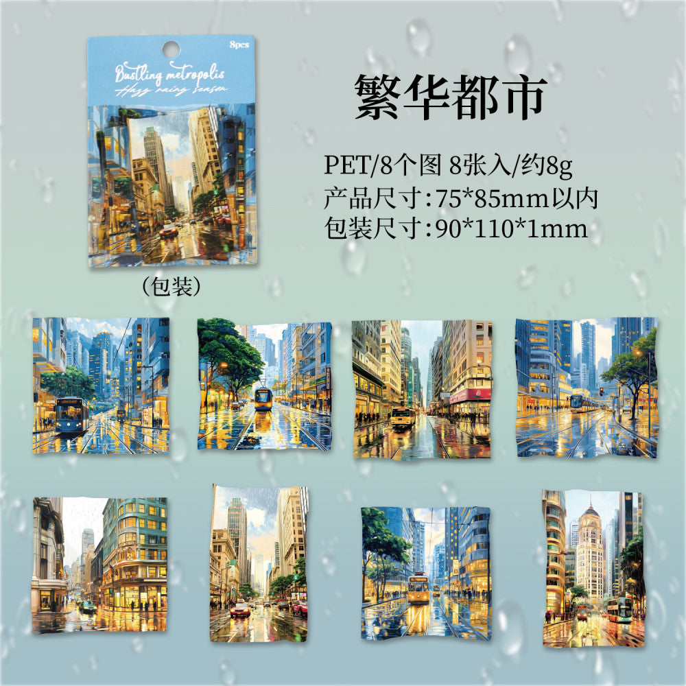 Rainy season series  PET sticker pack  8 sheets 6 types