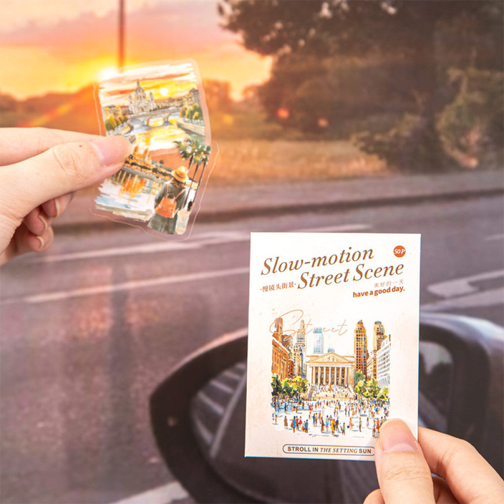 Slow Motion Street Scene Small Size Landscape Sticker Pack 6 Types image 0