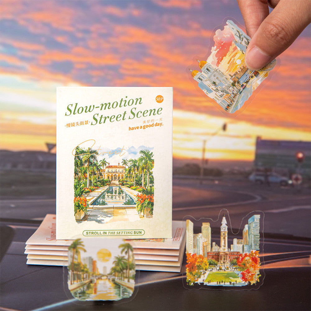 Slow Motion Street Scene Small Size Landscape Sticker Pack 6 Types image 1