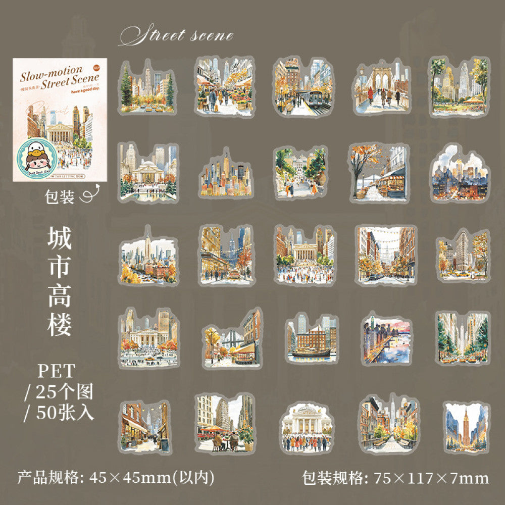 Slow Motion Street Scene Small Size Landscape Sticker Pack 6 Types image 5