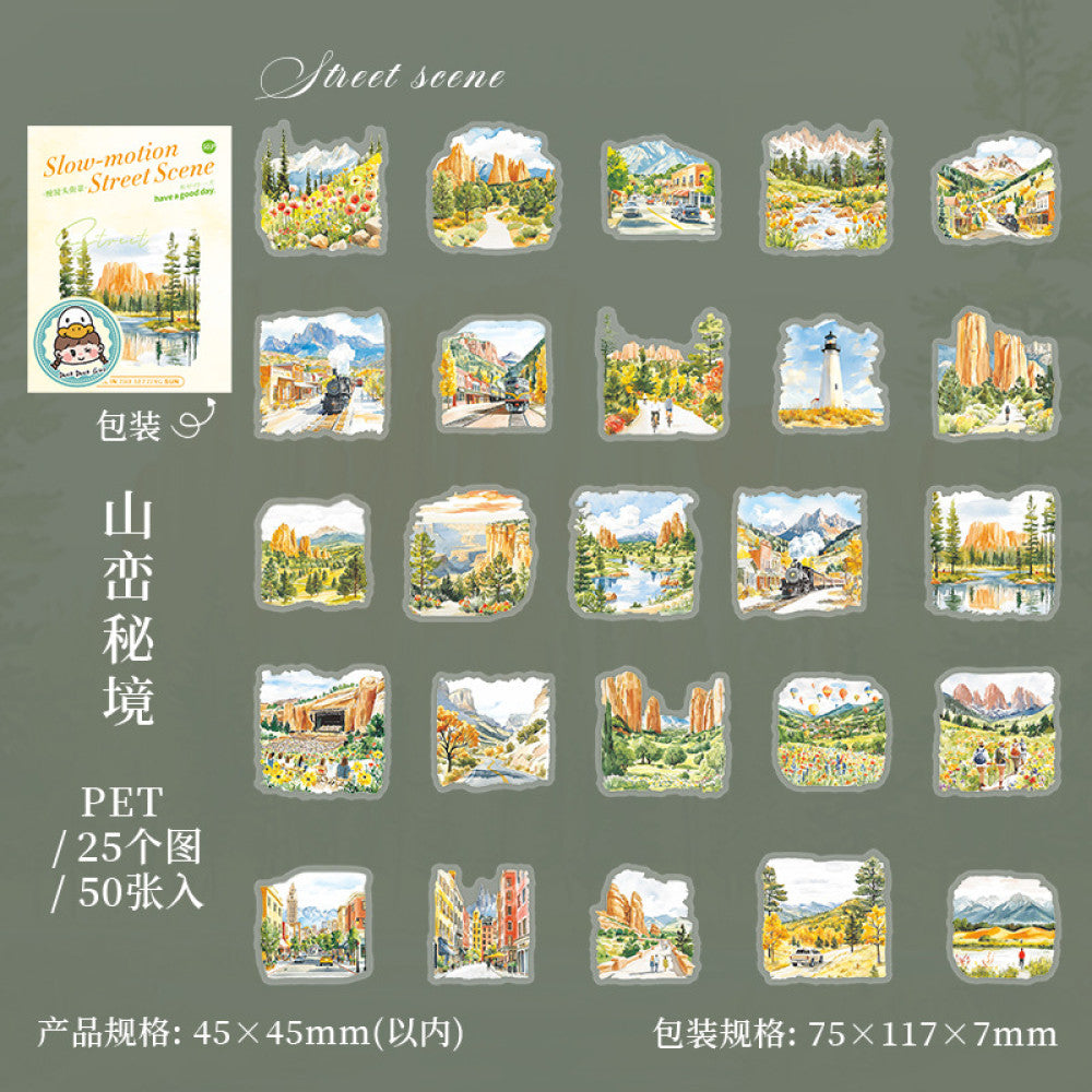 Slow Motion Street Scene Small Size Landscape Sticker Pack 6 Types image 7