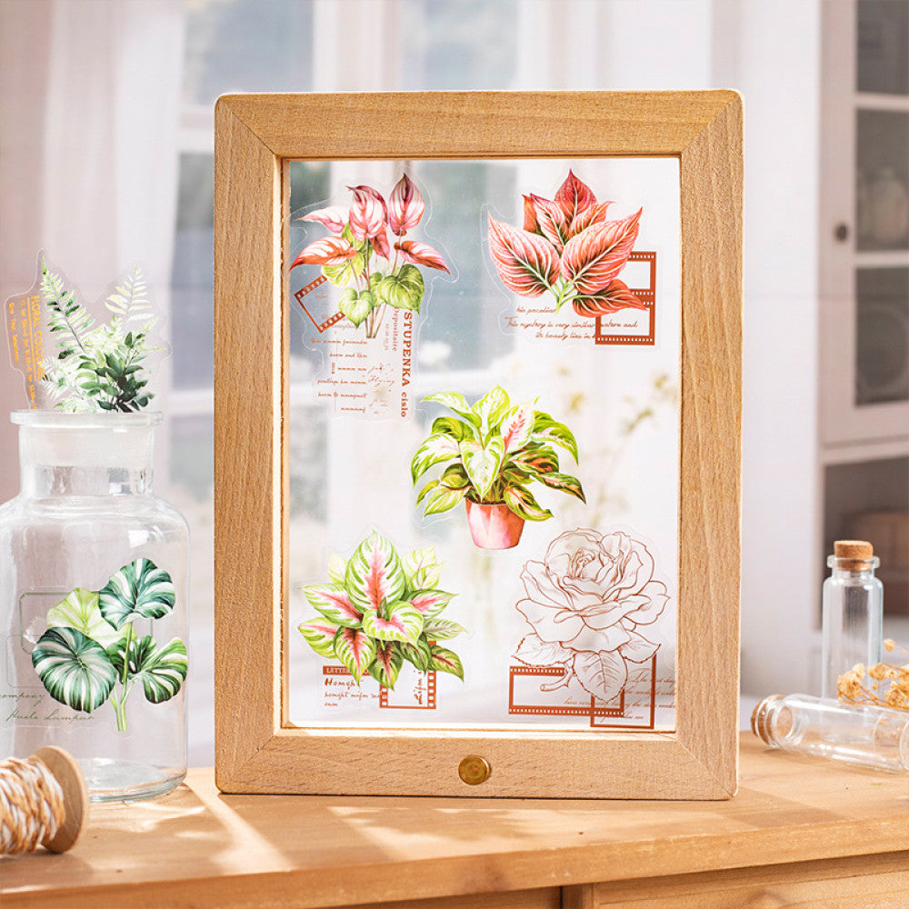Plant Collage Base Material PET Stickers 6 Types 15 Pcs image 2