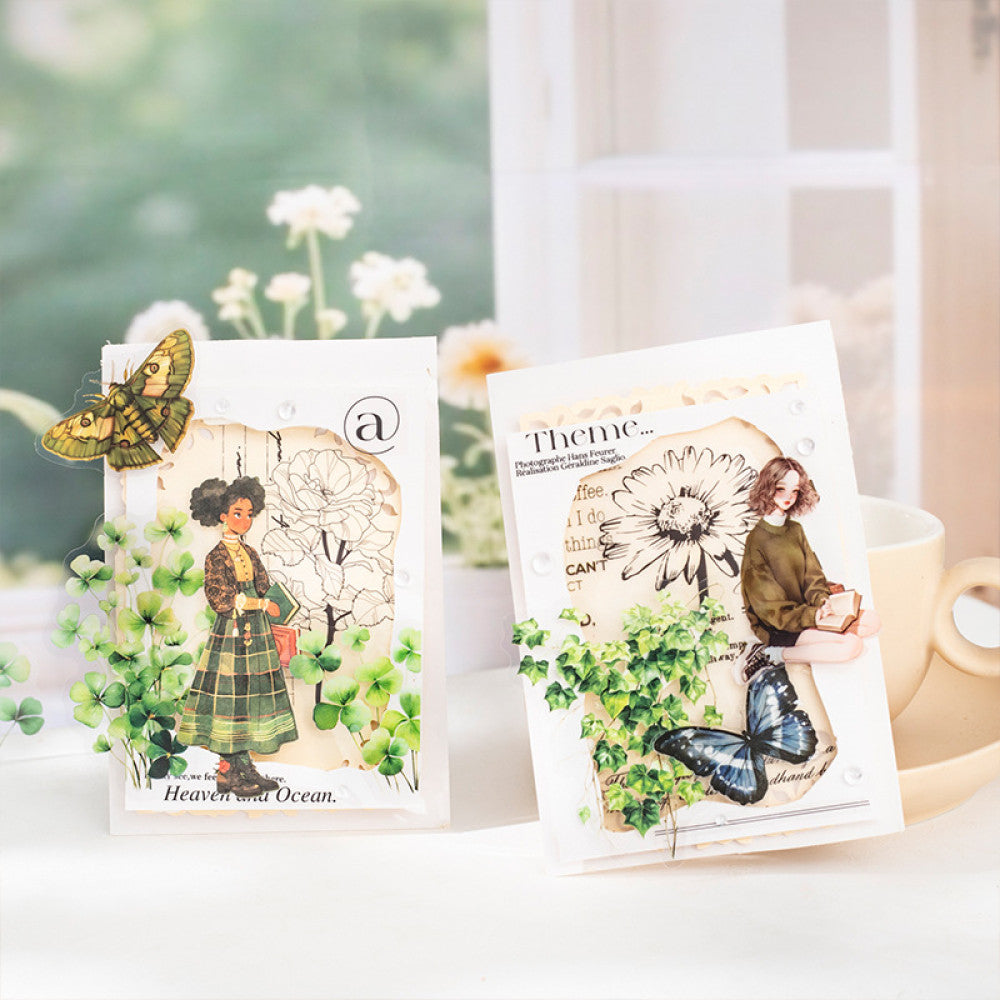 Plant Collage Base Material PET Stickers 6 Types 15 Pcs image 3