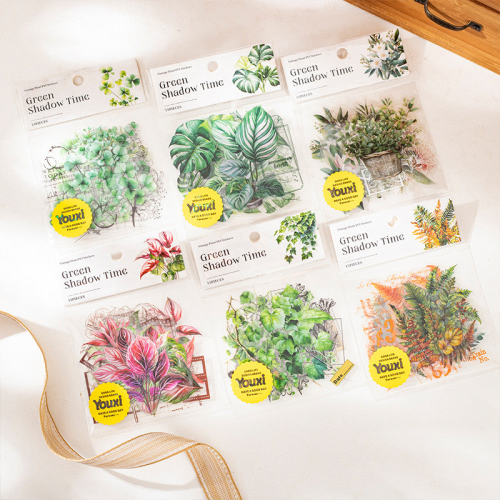 Plant Collage Base Material PET Stickers 6 Types 15 Pcs image 4