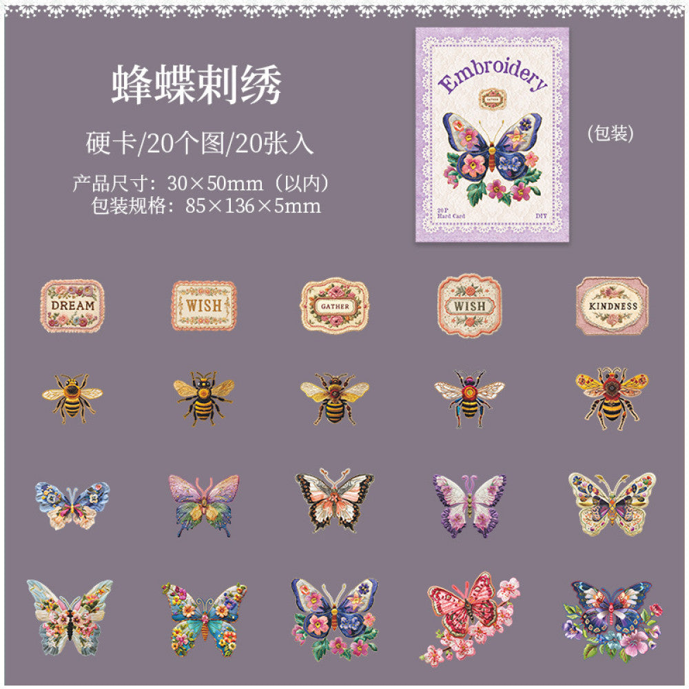Retro  Hard Card Paper Stickers 6 Types 20Pcs