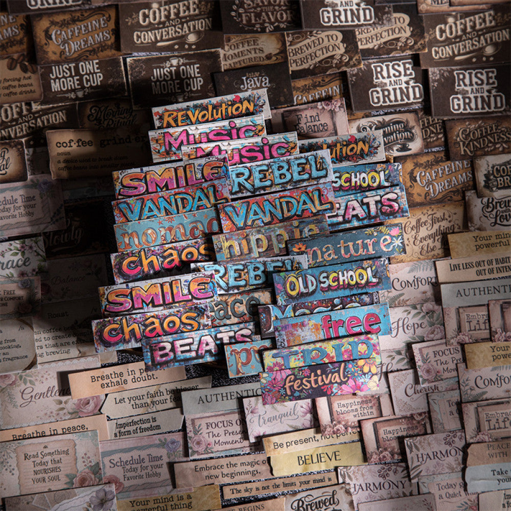 Word Fragment Series Large Retro English Paper 4 Types image 1