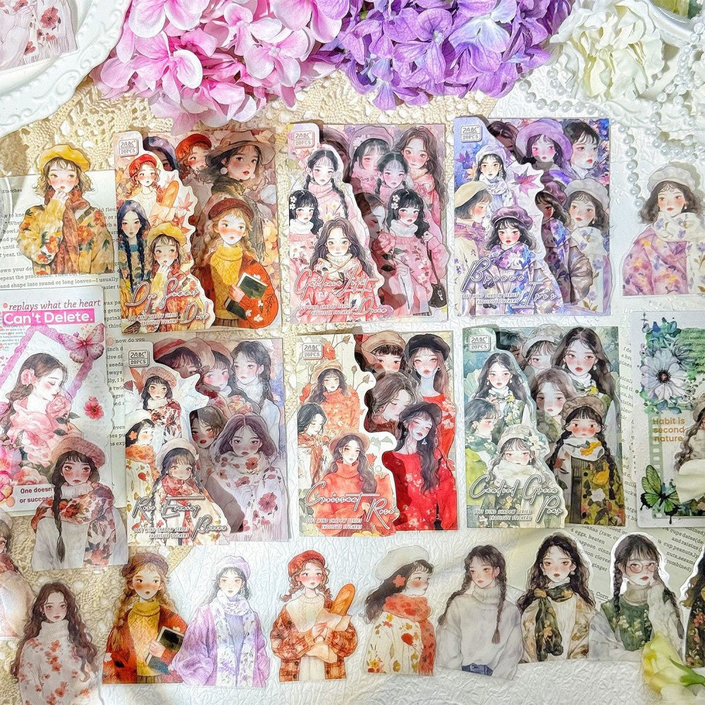 Soft Wind Shadow Series Character PET Stickers 6 Types 20 Pcs image 2