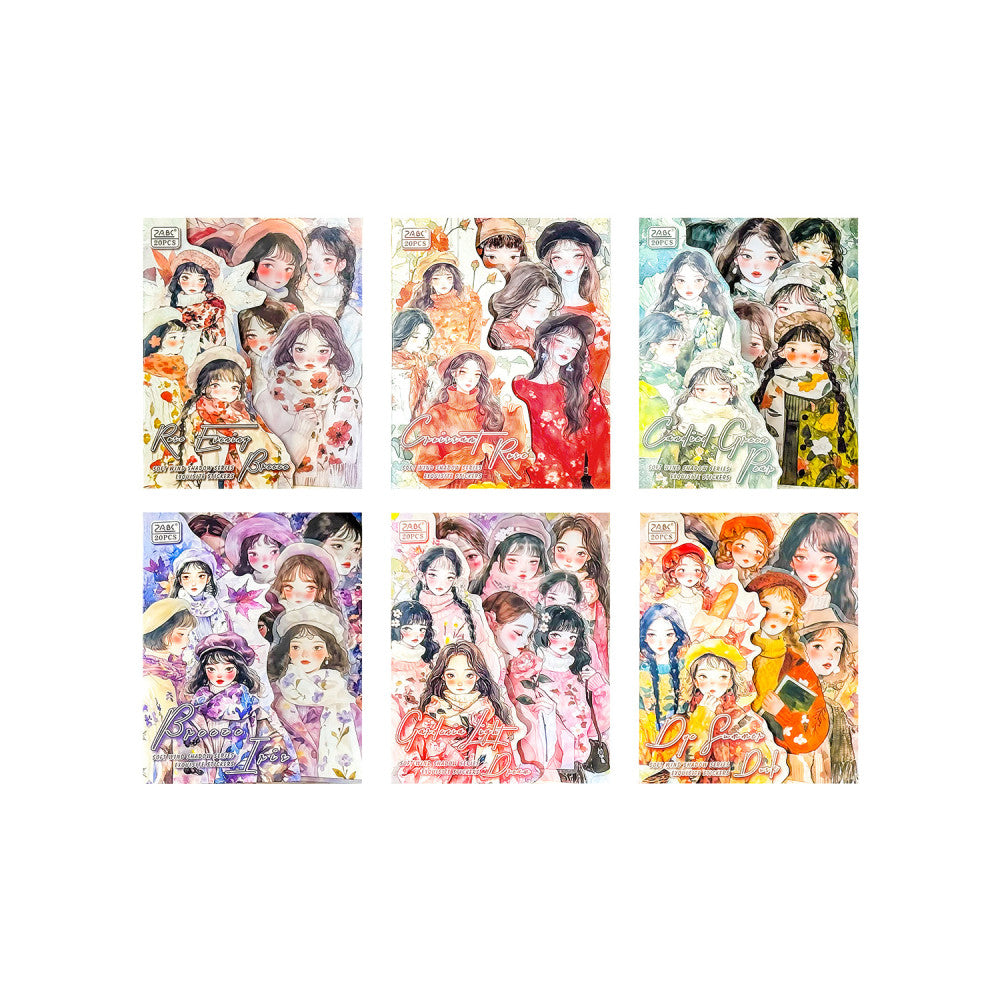 Soft Wind Shadow Series Character PET Stickers 6 Types 20 Pcs image 4