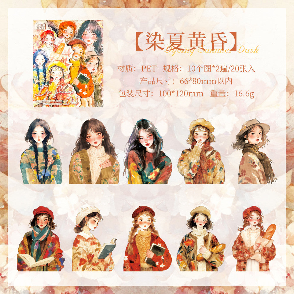 Soft Wind Shadow Series Character PET Stickers 6 Types 20 Pcs image 6