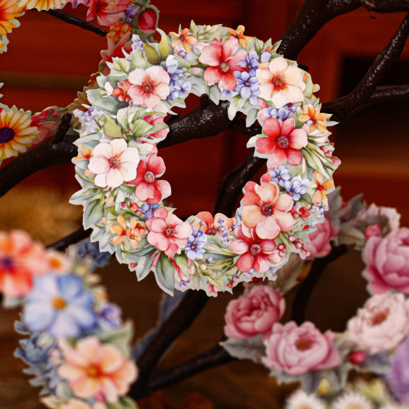 Wreath series hard card sticker pack 6 types 8 Pcs image 0