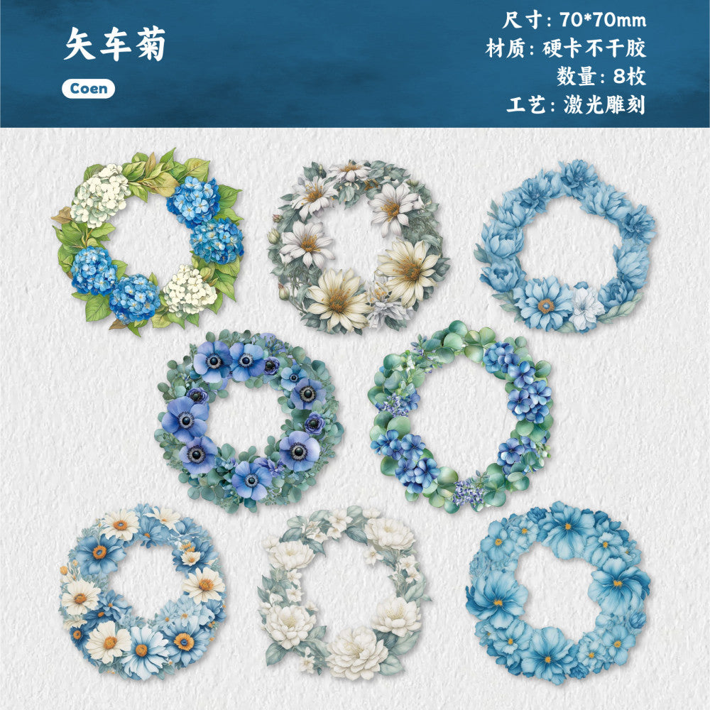 Wreath series hard card sticker pack 6 types 8 Pcs image 5