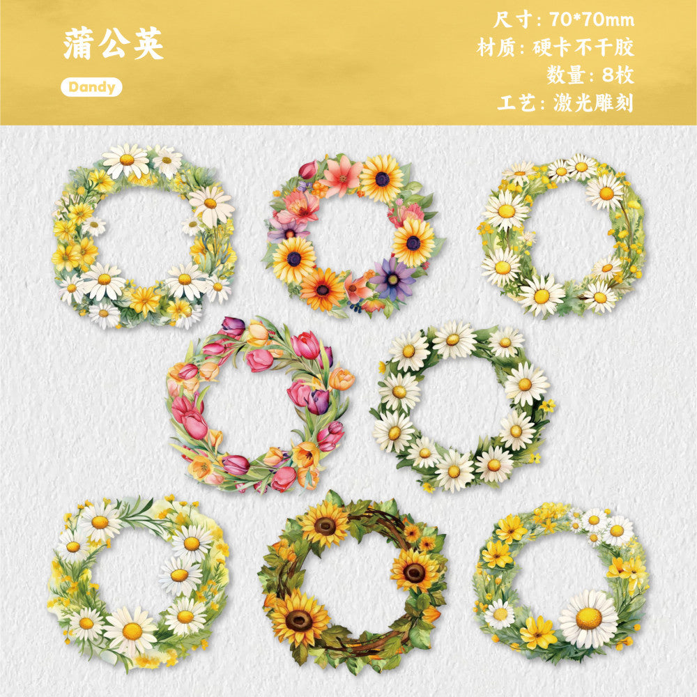 Wreath series hard card sticker pack 6 types 8 Pcs image 7