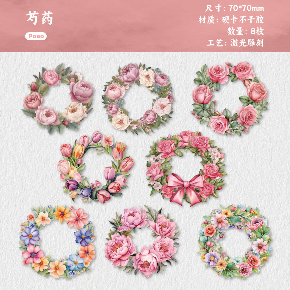 Wreath series hard card sticker pack 6 types 8 Pcs image 9