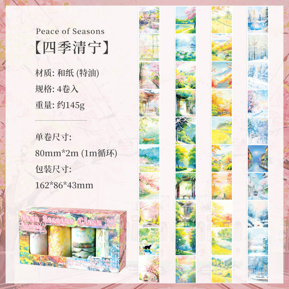 Four Seasons Series  Washi Tape set 2 Types 4 Rolls