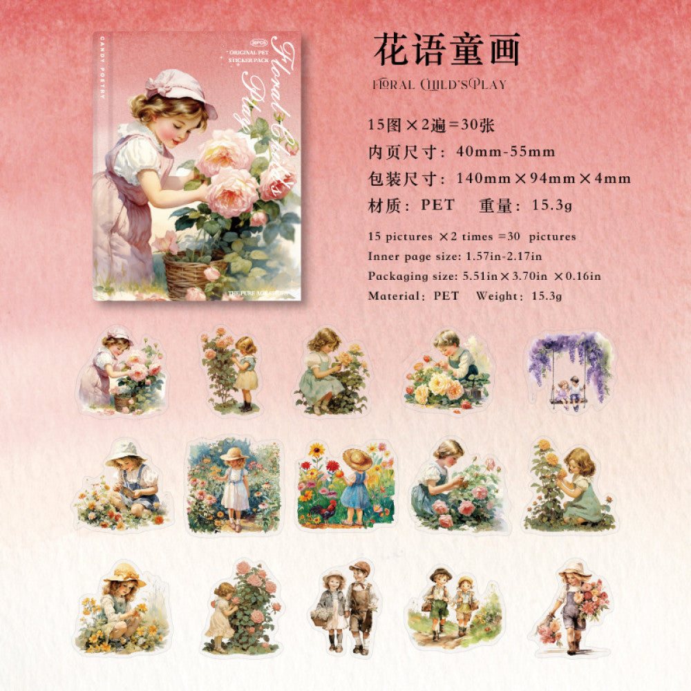 Character Base Collage Material Notebook Stickes 6 Types