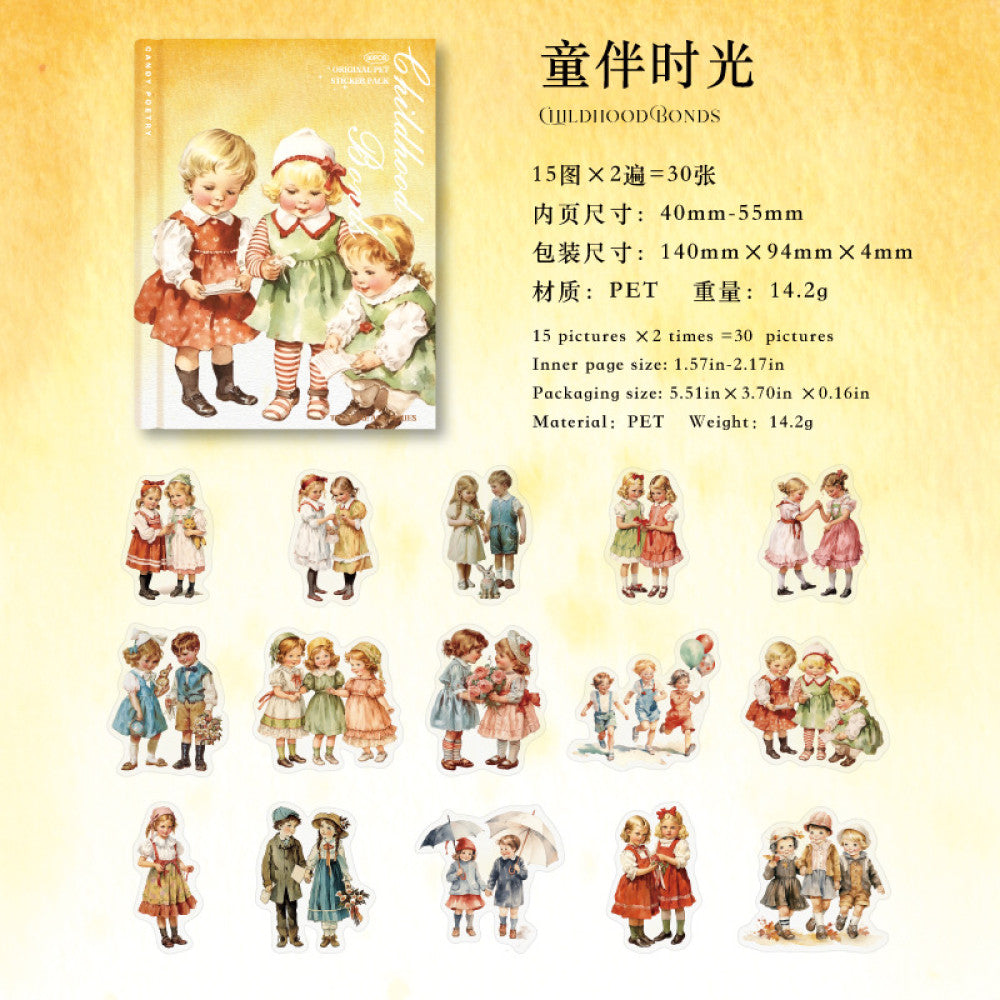 Character Base Collage Material Notebook Stickes 6 Types