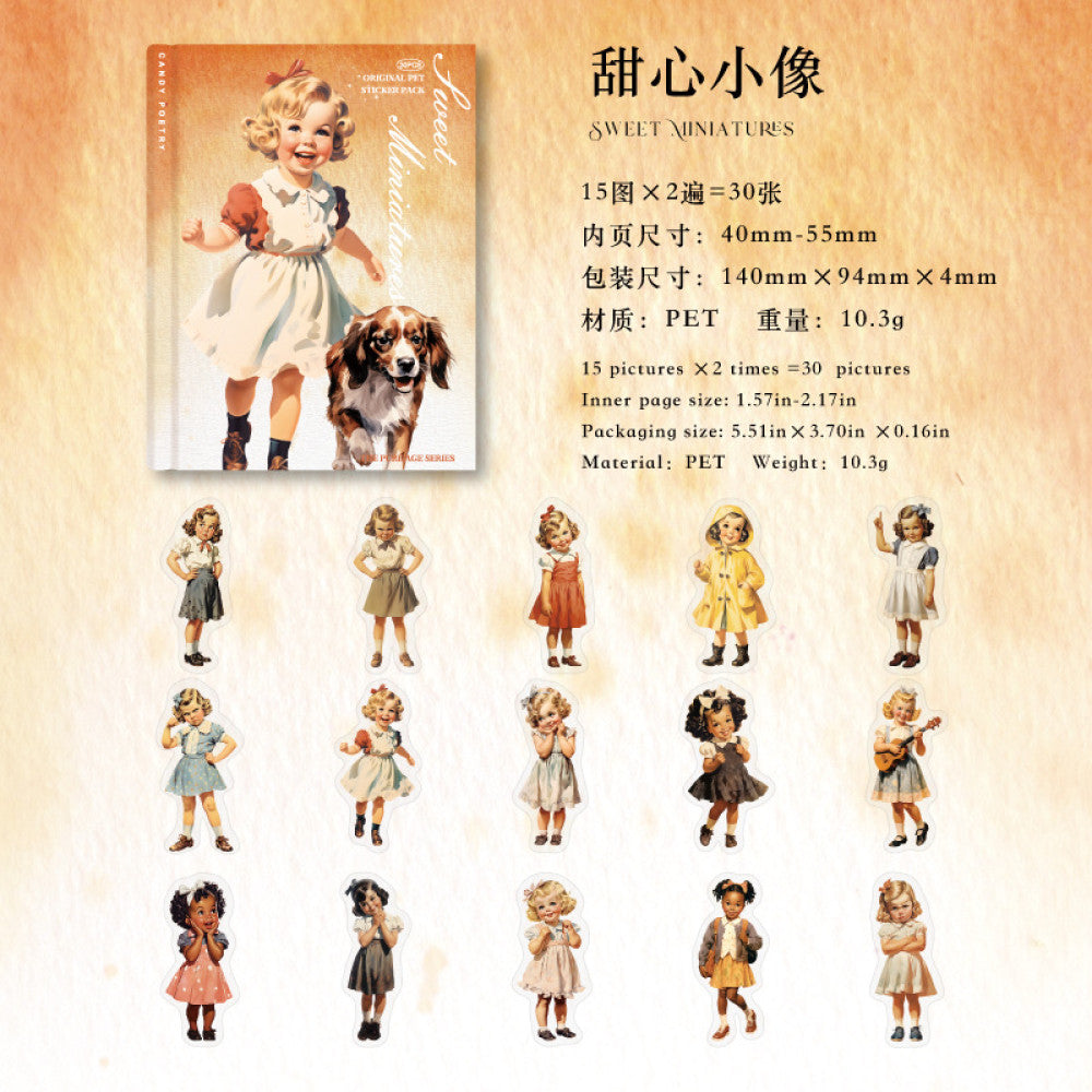 Character Base Collage Material Notebook Stickes 6 Types