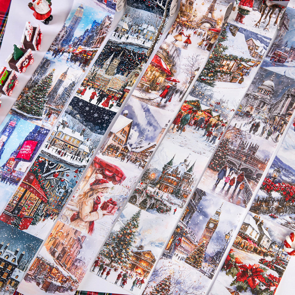 Christmas City Series Large Size Background Washi Tape 6 Types 8cm 2m image 1