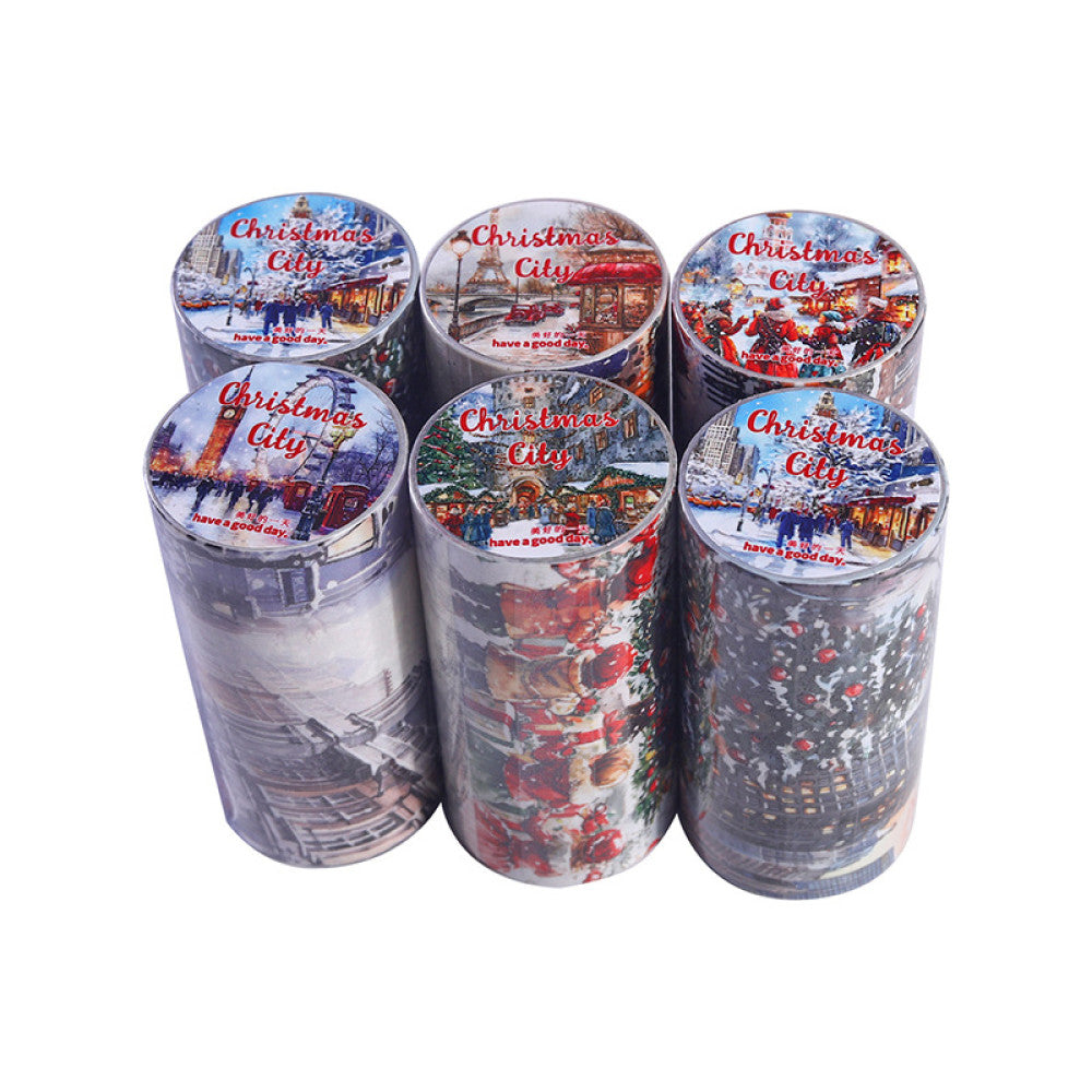 Christmas City Series Large Size Background Washi Tape 6 Types 8cm 2m image 4