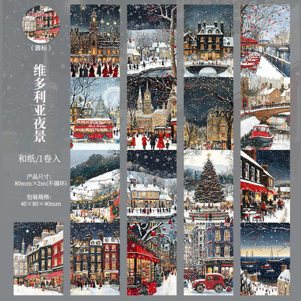 Christmas City Series Large Size Background Washi Tape 6 Types 8cm / 2m