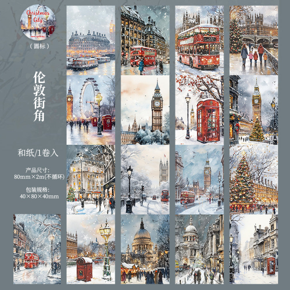 Christmas City Series Large Size Background Washi Tape 6 Types 8cm 2m image 7