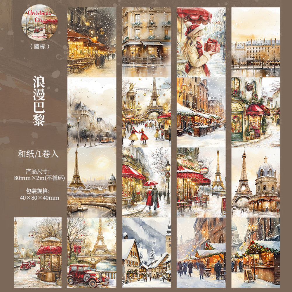Christmas City Series Large Size Background Washi Tape 6 Types 8cm / 2m