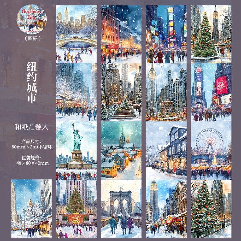 Christmas City Series Large Size Background Washi Tape 6 Types 8cm / 2m