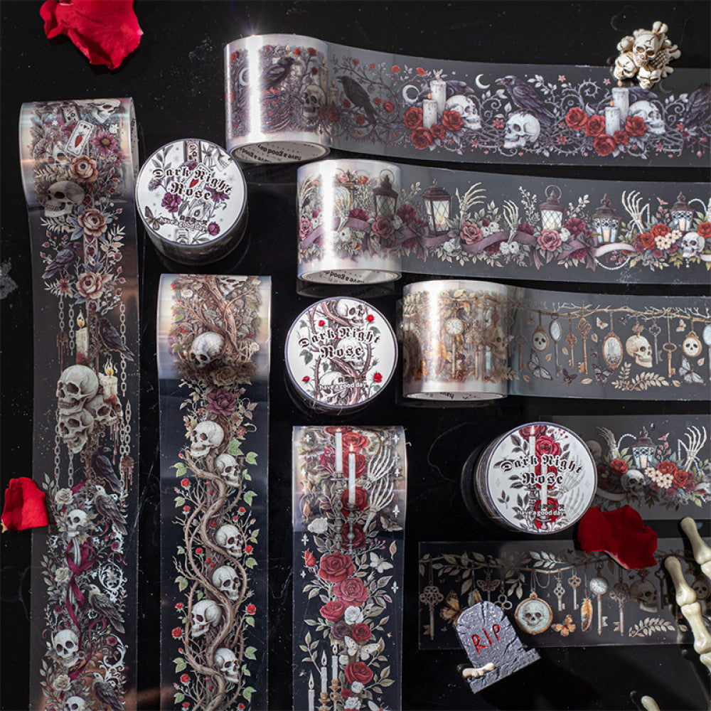 Dark Night Rose Series Gothic Theme PET Tape 6 Types 4cm 2m image 8
