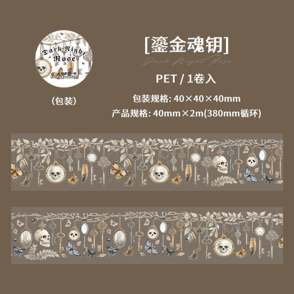 Dark Night Rose Series Gothic Theme PET Tape 6 Types 4cm 2m image 1