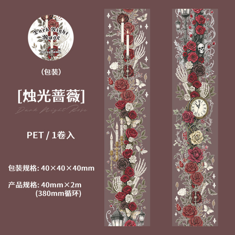 Dark Night Rose Series Gothic Theme PET Tape 6 Types 4cm 2m image 6