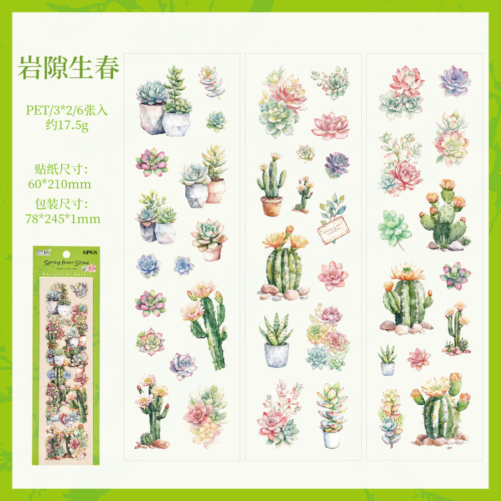 Natural Time Series PET Stickers 4 Types 6 Sheets