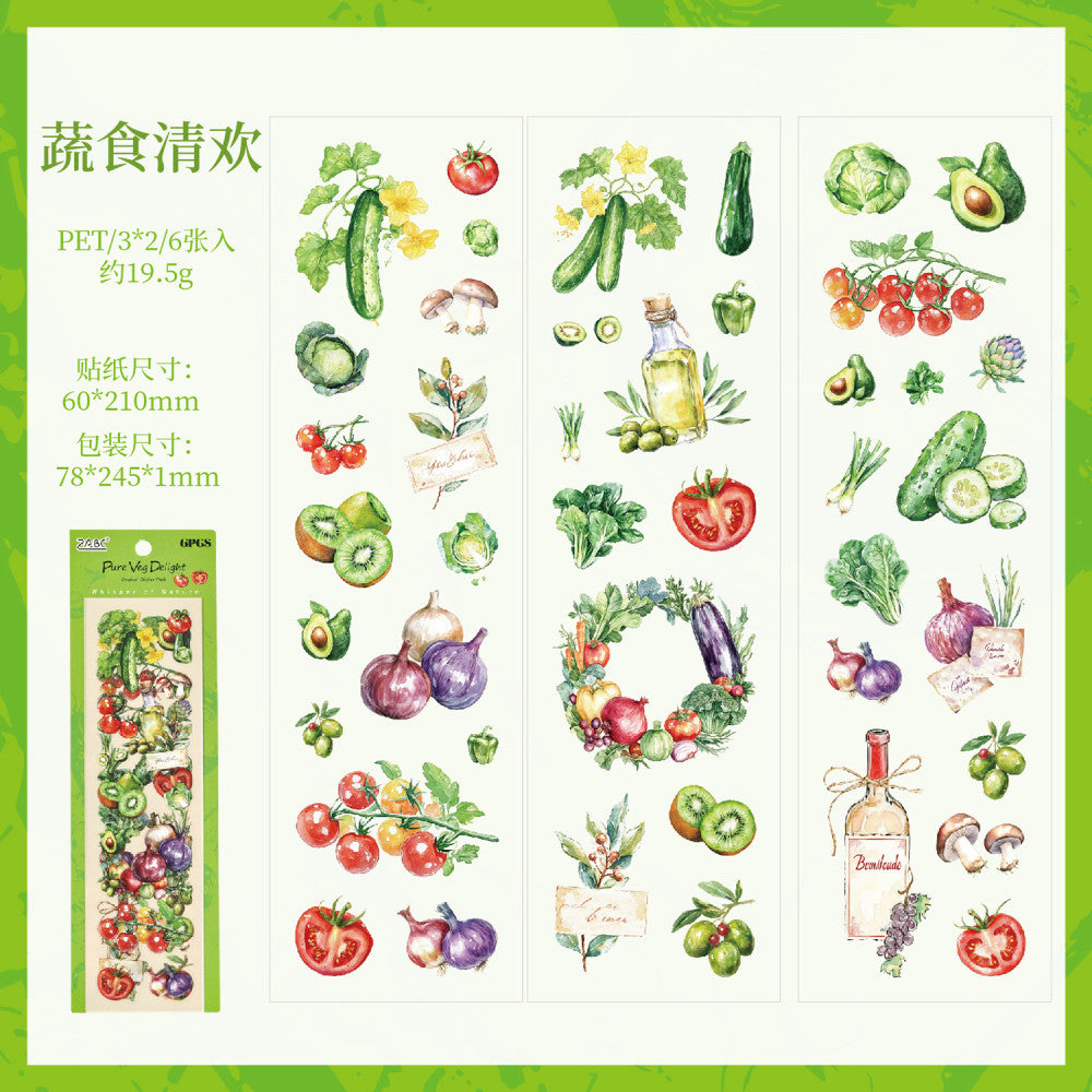 Natural Time Series PET Stickers 4 Types 6 Sheets