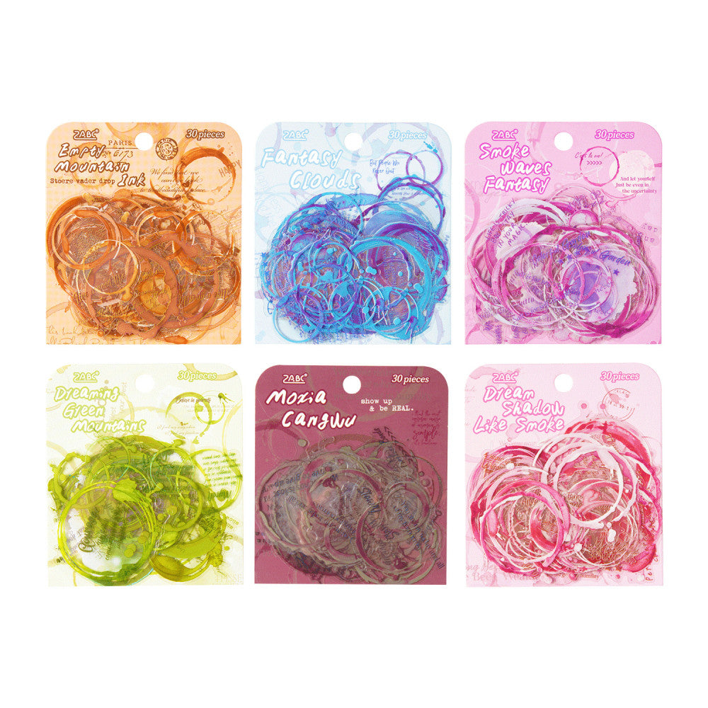 Misty Rain and Flowing Light Series PET Stickers 6 Types 30 Pcs image 3